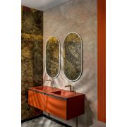 Комплект QUATRO 2 140см (70+70) тумба TERRACCOTA профиль ANTHRACITE + раковина