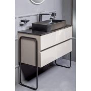 Тумба без раковины Vallessi 80*46cm АНТРАЦИТ глянец 2 полки 837-080-A glossy
