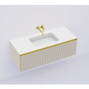 QUATRO 1 120CM тумба рифл CASHMERE профиль MATT GOLD + внутр. подсв. 790-M1-120-RIB-CM-MG-LED