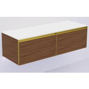 QUATRO 2 140см (70+70) тумба BILBAO профиль MATT GOLD + внутр. подсв. 790-M2-140(70+70)-B-MG+L