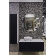 MINIMAL 110см тумба, цвет BLACK, фасад рифленный (2ящика) с инт.подсветкой прямая столешница