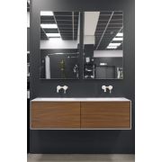 MINIMAL Тумба 140см цвет AYOUS + FUGA WHITE ACRYLIC COUNTER интен.подсветка+2 раковины